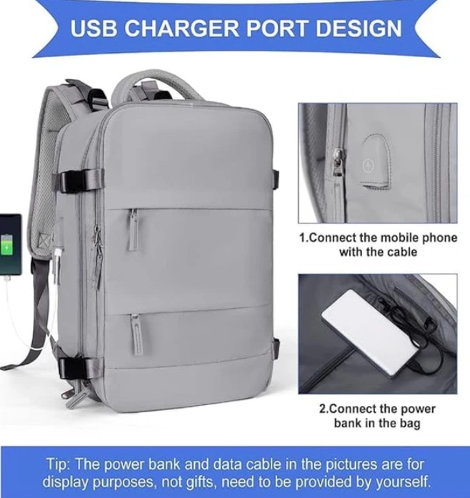 MALETA AMAZON DE VIAJE PUERTO POWER BANK - Color: Negra